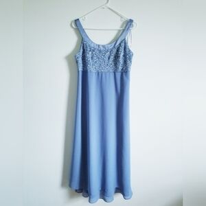 R & M Light Blue Sleeveless Lace Bodice Maxi Dress Size 12